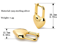 Produsen Khusus Anting Perak Sterling 925 Berlapis Emas 18K Bentuk Hati Mengembang Model U Huggie Hoop dengan Lapisan Emas Vermeil 2.5 Mikron