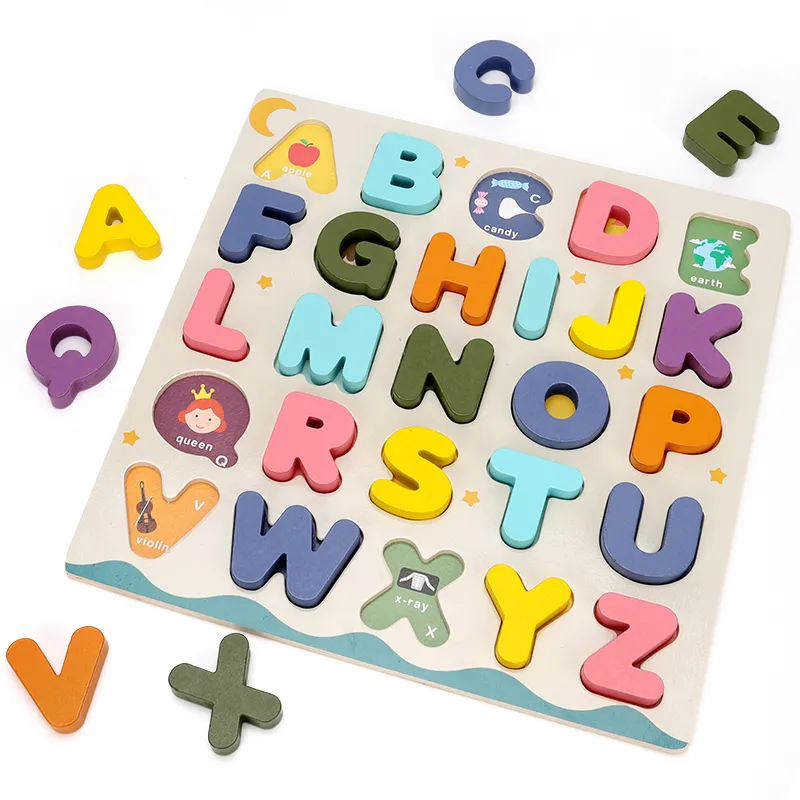 Zhorya Early Learning Abc Educational Montessori Toys 3D Alphabet Puzzle in legno