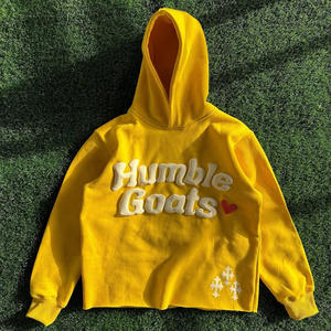 Pull-over à capuche OEM lourd 100% en coton pour hommes Design brodé par impression 3D à bord coupé personnalisé et à ourlet brut - Product Image 1