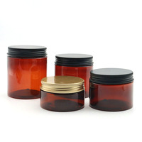 Contenants cosmétiques en plastique PET transparent brun avec couvercles, 100 ml, 200 ml, 250 ml, 500 ml