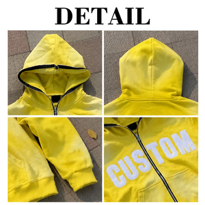 เสื้อฮู้ดซิปหน้าเต็มตัว ปักโลโก้ตามสั่ง ผ้าฝ้ายเฟรนช์เทอร์รี่ 100% ทรงโอเวอร์ไซส์ ล้างสีแบบแอซิดวอช สำหรับผู้ชาย - Product Image 6