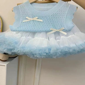 2025 mùa hè cô gái 'móc dệt kim vest với cutout mềm tutu váy ấm trẻ em 'Quần áo áo len Bộ sưu tập - Product Image 3