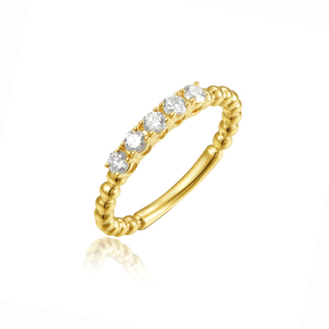 Bague pour femme plaquée or jaune avec diamant de laboratoire taille brillant rond, style classique de fiançailles, UJ Creations UR6592 - Product Image 1