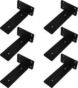 Soporte de estante flotante Paquete de 4 soportes <span class=keywords><strong>L</strong></span> de 12 pulgadas <span class=keywords><strong>para</strong></span> estantes Soportes de estante resistentes de metal negro - Product Image 1