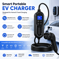 Nouvelle station de recharge portable pour véhicules électriques 3,5 kW, courant réglable 16A, contrôle intelligent par application Wi-Fi, protection contre les fuites Type 2 GBT, câble de 5 m, usage domestique