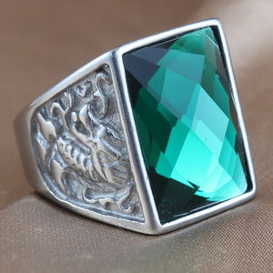 Bague Dragon Style Européen et Américain en Acier Inoxydable avec Pierre Précieuse Bleue Sertie en Bezel, Bijou Tendance pour Femme, Cadeau 270102 - Product Image 3