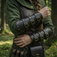Ensemble médiéval en cuir PU - Équipement de gardes avec rivets, pochette, accessoires de festival Renaissance, LARP, costume gothique, cosplay viking unisexe