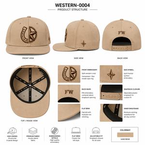Casquette Snapback en coton <span class=keywords><strong>à</strong></span> calotte souple, marque privée, avec motif <span class=keywords><strong>fer</strong></span> <span class=keywords><strong>à</strong></span> <span class=keywords><strong>cheval</strong></span>, gamme Rustic, pour détaillants de produits de style campagnard, avec patch personnalisé - Product Image 3