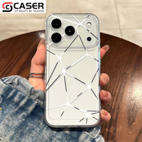 Coque de téléphone transparente antichoc à texture écran brisé, motif géométrique craquelé, protection pour iPhone 18/17/16 Pro Max