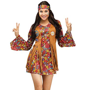 Costume de paix et d'amour hippie pour femmes, années 60 et 70, vêtements de scène pour fête et Halloween, robe de performance à franges indiennes - Product Image 1