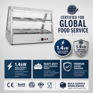 Vitrine chauffante commerciale à double couche pour aliments, 220V 1.4kW, pour boulangerie, restaurant, buffet, traiteur - Product Image 6