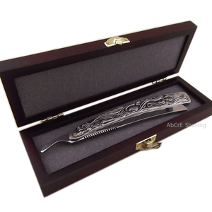 In Acciaio Inox Rasoio Scatola di Legno Cut Throat Pieghevole <span class=keywords><strong>Barbiere</strong></span> <span class=keywords><strong>Rasatura</strong></span> - Product Image 2