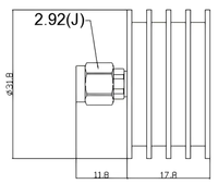 2.92-JR-5W-1 Faux-récepteur coaxial RF, 50 Ohm, connecteur mâle 2.92mm, 5W, faible VSWR, DC-40GHz, dissipateur thermique