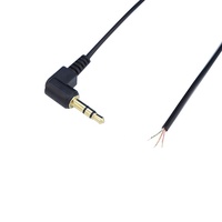 Cable de Audio Estéreo TRS de 3.5mm en Ángulo Recto, Macho a Extremo Abierto Enrollado