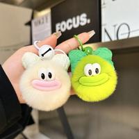 Porte-clés de voiture, pendentif, breloque de sac, jouet en peluche, figurine canard, en fausse fourrure de lapin Rex, style boule de charbon, design artistique moderne et mignon
