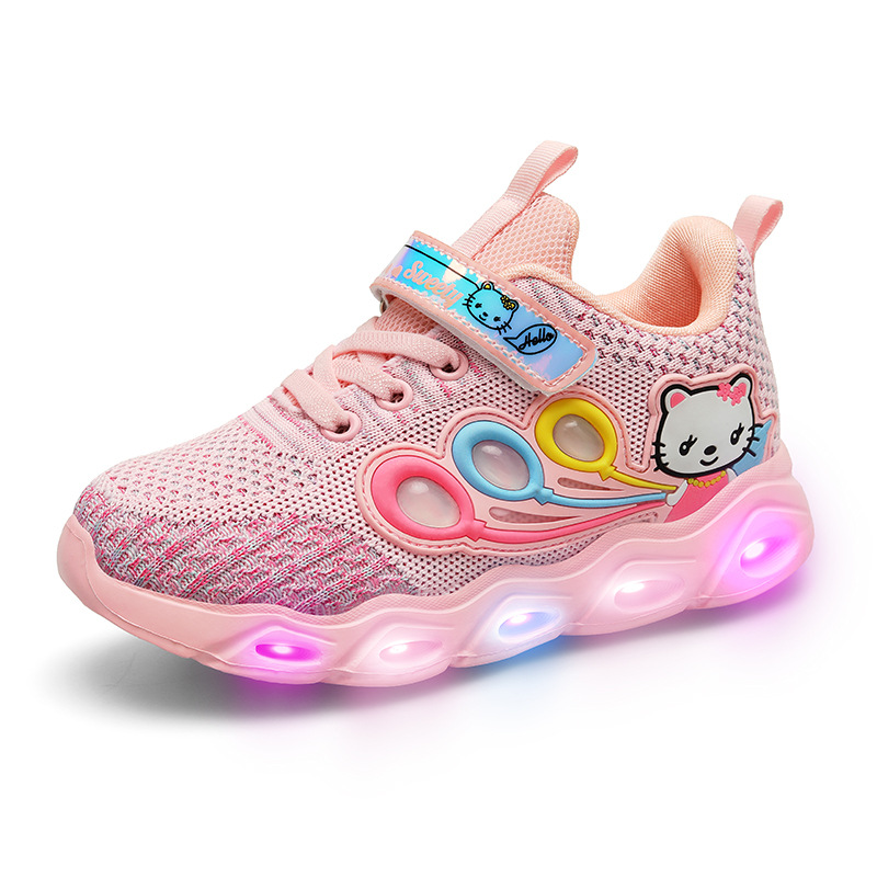 Child Luminous Sneakers Frozen Princess Kids Led Flashing Boots Girls Casual Shoes With Lights