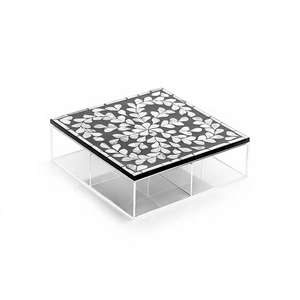 Acrylic Sweets <b>Box</b> With Wooden And Mother Of Pearl <b>Lid</b> Unique Design Nuts Dry Fruits Dessert <b>Box</b> In Bulk - Product Image 1