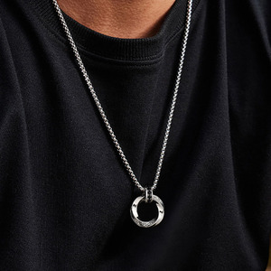 Kupfer-Möbius-<span class=keywords><strong>Ring</strong></span>-Anhänger-Halskette, Schwarzer Zirkon Griechischer Schlüssel Retro-Schmuck für Männer und Frauen - Product Image 4