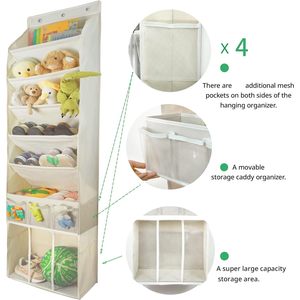 Over The Door <b>Shoe</b> Organizer 33x15x85cm With 5 Slanted Compartments Removable Bin Transparent Pockets Waterproof Polyester - Product Image 2