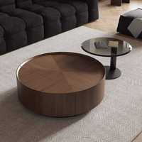 Table basse ronde en bois de style nordique avec rangement pour salon et maison