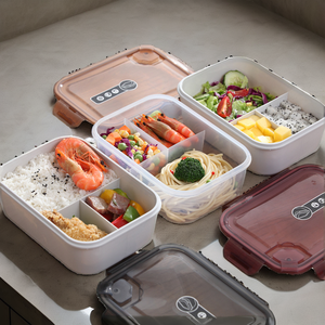 3 Compartment Leakproof Stackable PP Lid BPA-Free Airtight Microwavable Food Grade Durable <b>Plastic</b> Lunch <b>Box</b> <b>Storage</b> Kitchen Use - Product Image 2