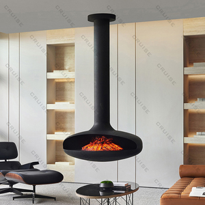 Caminetto Decorativo Elettrico Sospeso a Soffitto in Acciaio al Carbonio CRUISE, Effetto Legna che Brucia - Product Image 2