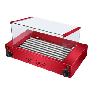 Thương Mại Điện Durable Thép Không Gỉ Hot Dog Grill 7 Lăn Hot Dog Làm Máy Ấm Hơn