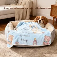 Couverture pour animaux de compagnie en flanelle double face, épaisse et chaude, pour chien et chat, douce et confortable pour canapé et lit