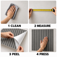 Papier peint auto-adhésif gris à motif de lattes de bois étroites, en feuilles XPE de 1,8 mm, pour les entrepreneurs en aménagement intérieur (vente en gros)