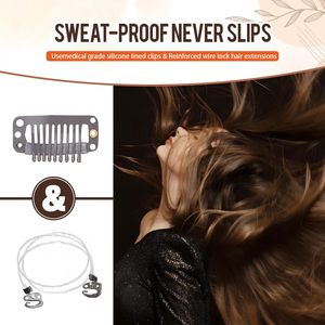 Extension per capelli a filo invisibile 18-22 pollici disponibili per un Comfort di lunga durata 100% capelli capelli umani lisci Remy brasiliani - Product Image 2