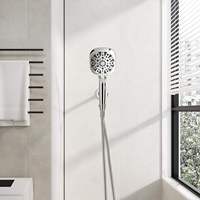 Ensemble complet de 3 pièces : filtre de douche à main, pommeau carré à débit élevé, tuyau en acier inoxydable et support réglable pour robinet de salle de bain