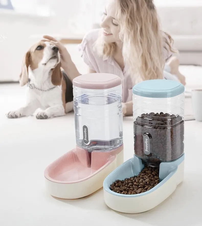 Plastic Automatic Pet Food Feeder And Water Dispensers Food Storage Container Self Feeding Station Pet Supplies