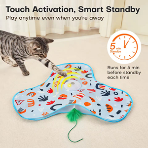 Jouets interactifs pour chats en plastique rechargeables, jouet pour chatons à faire cachette, jouet à plumes mobiles activé par le toucher, design de jouet à plumes cachées - Product Image 6