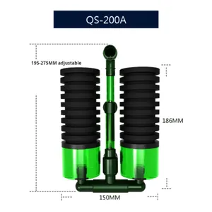 ハングバイオスポンジフィルター QS-200A エビ水槽用 環境に優しいプラスチック製水槽ろ過材 200ml エアポンプ付き 生物学的ろ過材 - Product Image 1