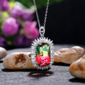 Collar con colgante de piedra de colores degradados para mujer, amuleto grande, regalo de joyería de moda - Product Image 3