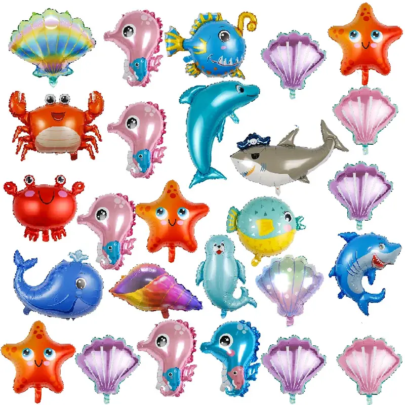 Sea Beast Octopus Shark Shell Shape palloncino in foglio di alluminio Sea World Baby Shower Party Birthday Theme Party Scene Decoration Ball