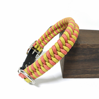 El Yapımı Dokuma Köpek Tasması, Rulolu Tokalı Paracord Tasma ve Günlük Yürüyüşler için PVC Deri Ayarlanabilir Kayış