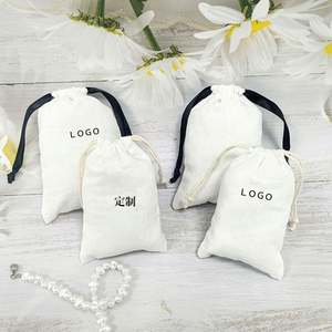 Custom Logo Printed <b>Gift</b> Linen String Dust Drawstring <b>Ribbon</b> Pouch Bag for Jewelry - Product Image 6