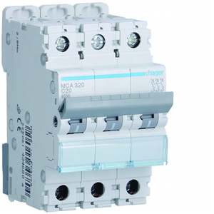 MCA320 Personalizzabile con Hagers MCB 6000A 10kA 3P curva C 20A 3 moduli - Product Image 1