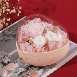 Caja de regalo de flor de vida eterna, caja de joyería de amor decorativa, regalo de San Valentín, flor en forma de corazón - Product Image 4