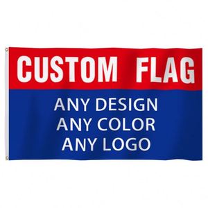 Wholesale 100D Polyester Custom Flags <b>Banners</b> Vivid Blue and Red Colors in Different Sizes - Product Image 5