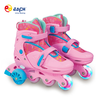 Patins à roulettes EACH résistants à l'usure et respirants, réglables, avec une seule roue lumineuse, chaussures de patinage amovibles pour débutants