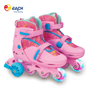 <span class=keywords><strong>Patins</strong></span> <span class=keywords><strong>à</strong></span> <span class=keywords><strong>roulettes</strong></span> EACH résistants <span class=keywords><strong>à</strong></span> l'usure et respirants, réglables, avec une seule roue lumineuse, chaussures de patinage <span class=keywords><strong>amovibles</strong></span> pour débutants - Product Image 2
