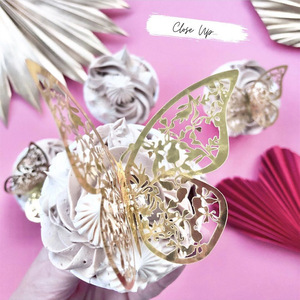 ที่เสียบเค้กผีเสื้อสีทองเลเซอร์ 12 ชิ้น แบบกลวง 3 มิติ สำหรับตกแต่งเค้กวันเกิดเด็ก งานฉลองครบรอบ และตกแต่งผนัง - Product Image 5