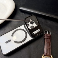 Étui magnétique de luxe avec béquille pour objectif compatible iPhone 17 16 Pro Max, coque antichoc mate