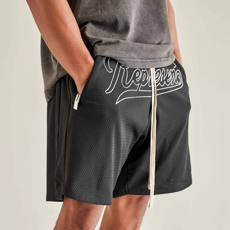 Custom shorts sublimation polyester men basketball mesh shorts zipper pockets sports nets shorts