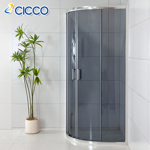 Fait sur mesure demi-rond gris verre trempé cadre chromé porte coulissante boîtier salle de <span class=keywords><strong>douche</strong></span> portes salle de <span class=keywords><strong>douche</strong></span> - Product Image 2