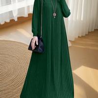 Robe longue élégante pour femmes R-451, Abaya musulmane pour le Ramadan, manches longues, col oversize, robe de prière, Turquie, Dubaï, vêtements islamiques