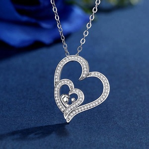 Al por mayor nuevo doble corazones Zirconia plata encanto colgante collar de amor eterno para la madre - Product Image 2