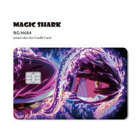 Autocollants de cartes bancaires holographiques brillantes de différentes conceptions d'anime personnalisées amovibles et transparentes à petite puce